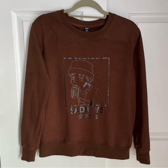 ROMWE SADBOYS ANIME PULLOVER  SWEAT-SHIRT - Picture 2 of 6